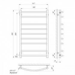 Полотенцесушитель Класик П9 500х900 б/в 1/2 мц 800, фото 6