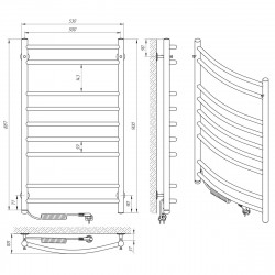 Полотенцесушитель Класик П9 500х900 ЭЛЕКТРО ЛЕВОЕ ПОДКЛЮЧЕНИЕ, фото 4