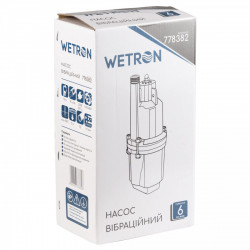 Насос вібраційний 0.25кВт H 75м Q 18л/хв Ø100мм 10м кабелю верхній вхід WETRON WVM60 (778382), фото 8
