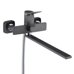 Змішувач для ванни Qtap Presto з довгим поворотним виливом (з душовим гарнітуром) QTPRE2601GRP45583 Graphite, фото 2