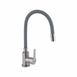 Змішувач для кухні Brinex Pure 015F3 з гнучким виливом   Nickel/Grey BRIPUR015F3NKG, фото 2