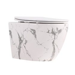 Унітаз підвісний Robin Ultra Quiet 490×365×325 мм, Marble, з сидінням Slim Duroplast / Soft-close / Quick Release QT13332381АSMR Qtap, фото 2
