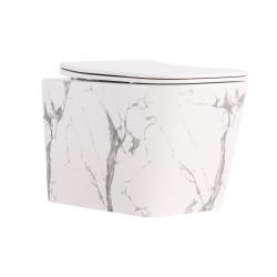 Унітаз підвісний Tern Ultra Quiet 490×365×325 мм, Marble, з сидінням Slim Duroplast / Soft-close / Quick Release QT17332303ASMR Qtap, фото 2