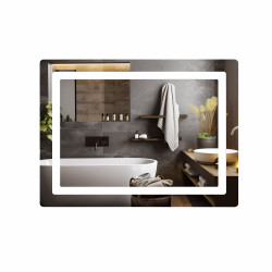 Дзеркало Lidz Kubis (KU2) 800х600 з LED-підсвічуванням Touch, з антизапотіванням, з димером, рег. яскравості LD78LF9048060, фото 2