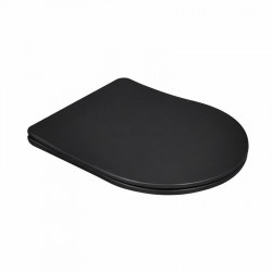 Сидіння для унітаза Qtap (Robin 490) 425x363x50 мм, Matt Black, з мікроліфтом Slim Duroplast, Quick Release QTSC179MB48676