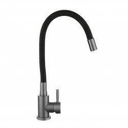 Змішувач для кухні Lidz Aria 015F3 (k35) з гнучким виливом LDARI015F3BGRP49564 Graphite/Black, фото 2