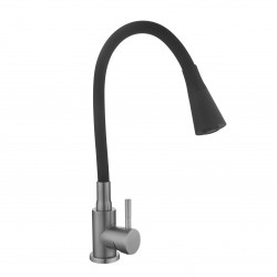 Змішувач для кухні Lidz Aria 015F31 (k35) з гнучким виливом LDARI015F31BGRP49566 Graphite/Black