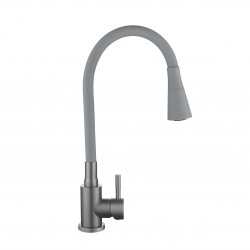 Змішувач для кухні Lidz Aria 015F31 (k35) з гнучким виливом LDARI015F31GGRP49567 Graphite/Grey, фото 2