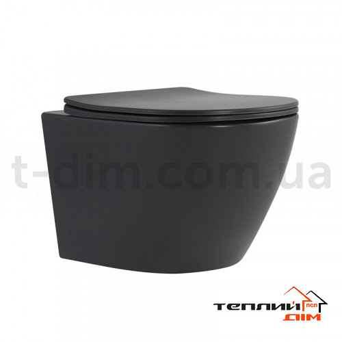 Унітаз підвісний Robin Ultra Quiet 490×365×325 мм, Anthracite, з сидінням Slim Duroplast / Soft-close / Quick Release QT13332381АSAN Qtap фото 1