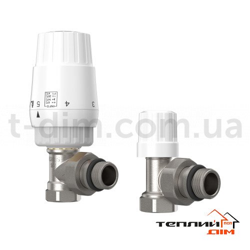 Комплект термостатичний радіаторний кутовий Thermo Alliance Forte 1/2" з термоголовкою, передналаштування, антипротікання TAF300G15 фото 1