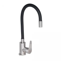 Змішувач для кухні Lidz Vida 04R-BFS, U-подібний гнучкий Black (k35), фото