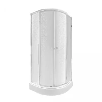 Набір: Душова кабіна Presto напівкругла, розсувні, 1970x900x900, Chrome, скло матове CRM1099AP5 + піддон низький Robin 309912C Qtap, фото