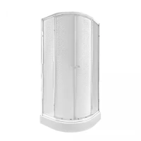 Набір: Душова кабіна Presto CRM1088AP5, напівкругла, розсувні, 1970x800x800, Chrome, скло матове, + піддон низький Robin 308812C Qtap, фото