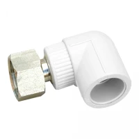 Кут з поліпроп. (90) діам. 25х3/4" лат. нак. гайка лат. шток д/поліпроп. труб Blue Ocean "Білий", фото