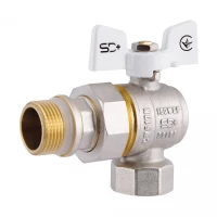 Кран кульовий з америк.(конус) антипротікання кутовий метелик латун. нікелір. 3/4"зв PN40 SD901NW20PN40 SD Plus, фото