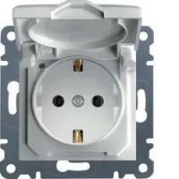 Розетка з з/к з кришкою Lumina-2, белая, фото