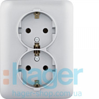 Розетка с з/к двойная Lumina, серебряная, 16А/230В, фото