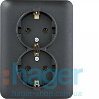 Розетка с з/к двойная Lumina, черная, 16А/230В, фото