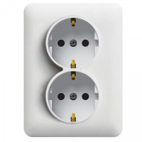 Розетка двойная з з/к з защитой контактов Lumina-2, белая, фото