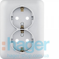 Розетка с з/к двойная с защитой контактов Lumina, серебряная, 16А/230В, фото