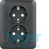 Розетка с з/к двойная с защитой контактов Lumina, черная, 16А/230В, фото