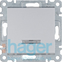 Выключатель с подсвечиванием универсальный Lumina, серебряный, 10АХ/230В, фото