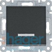 Выключатель с подсвечиванием универсальный Lumina, черный, 10АХ/230В, фото