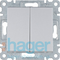 Выключатель 2-клавишный Lumina, серебряный, 10АХ/230В, фото