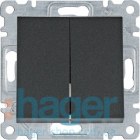 Выключатель 2-клавишный Lumina, черный, 10АХ/230В, фото