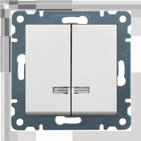 Вимикач з підсвічуванням 2-клавішний Lumina-2, білий, фото