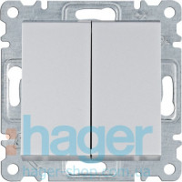 Выключатель 2-клал. универсальный Lumina, серебряный, 10АХ/230В, фото