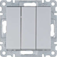 Выключатель 3-клавишный Lumina, серебряный, 10АХ/230В, фото