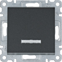 Выключатель с подсветкой 1-тактовый Lumina, черный, 10АХ/230В, фото