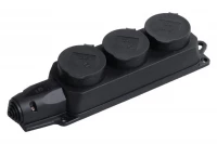 Розетка наружной установки тройная с заглушками (каучук), фото