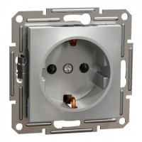 РОЗЕТКА С ЗЕЗЕМЛЕНИЕМ ASFORA АЛЮМИНИЙ, фото