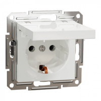 Розетка с заземлением и крышкой, белый, Asfora, без рамки, фото