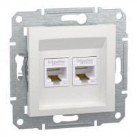 Розетка RJ45 двойная, тип UTP, категория 6, белый, Asfora, без рамки, фото