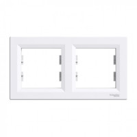 РАМКА ДВУХМЕСТНАЯ, ГОРИЗОНТАЛЬНАЯ, БЕЛАЯ ASFORA, фото