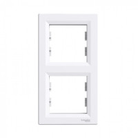 РАМКА ДВУХМЕСТНАЯ, ВЕРТИКАЛЬНАЯ, БЕЛАЯ ASFORA, фото