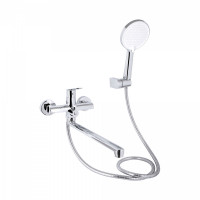 Змішувач для ванни Evia, Chrome (k30) з довгим поворотним виливом та душовим гарнітуром QTEVI260CRM47579 Qtap, фото