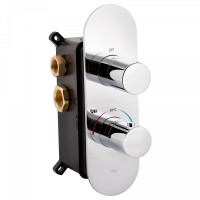 Змішувач для душу Votice, Chrome термостатичний прихованого монтажу на два споживачі QTVOT65T105OGC Qtap, фото