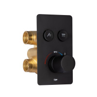 Змішувач для душу Votice, Matt Black термостатичний прихованого монтажу на два споживачі QTVOT6442T105NKB Qtap, фото