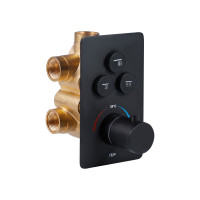 Змішувач для душу Votice, Matt Black термостатичний прихованого монтажу на три споживачі QTVOT6443T105NKB Qtap, фото