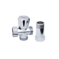 Кран кульовий приладовий латунний хромований 3/4"З х 3/4"З х 3/4В "вентиль", фото