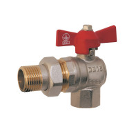 Кран кульовий з американкою(гумка) кутовий метелик латун. нікелір. 1/2"зв PN40 SD222W15 SD Plus, фото