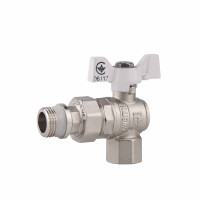 Кран американка кульовий, антипротікання, кутовий,метелик 1/2"ВЗ нікел. SF223W15 SD Forte, фото