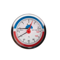 Термоманометр діам. 80 мм. латун. заднє підкл. 0-4 бар 0-120*С 1/2"з SD1734B SD Plus, фото
