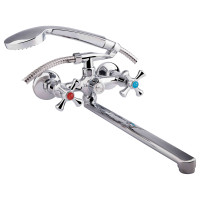 Змішувач для ванни Lamb 140 з поворотним виливом двохвентильний (з душовим гарнітуром) (75 21 140) Chrome Lidz, фото