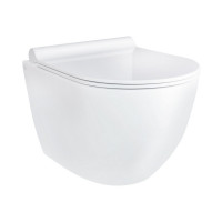 Унітаз Robin підвісний Rimless 490x370x360 мм з сидінням Slim Duroplast/ Soft-close/ Quick relase White Qtap, фото