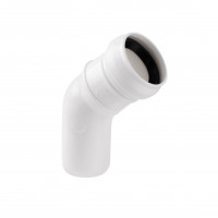 Коліно з поліпр. біле (45) 32х32 (1 гумка) д/каналіз. труб TA Sewage, фото